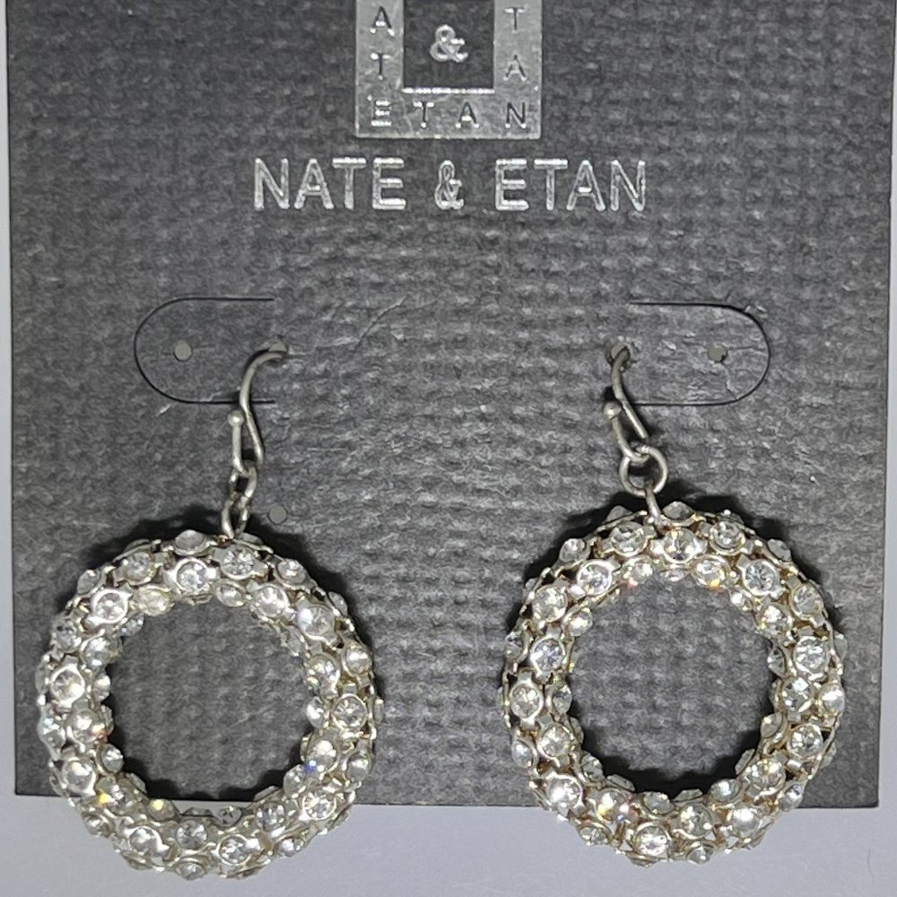 Nate & Etan crystal hoop dangle earrings NWOT